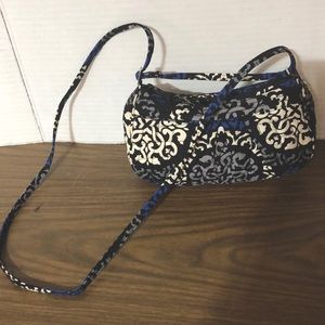 Vera Bradley Frannie Crossbody Bag w/ Adjustable Strap RETIRED Blue Black Print